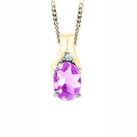 October Birthstone Pendant with Diamond Accent set in 10K Yellow gold