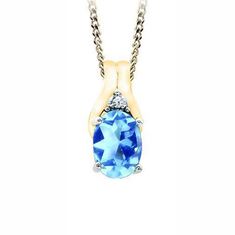 December Birthstone Pendant with Diamond Accent set in 10K Yellow gold