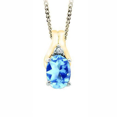 December Birthstone Pendant with Diamond Accent set in 10K Yellow gold