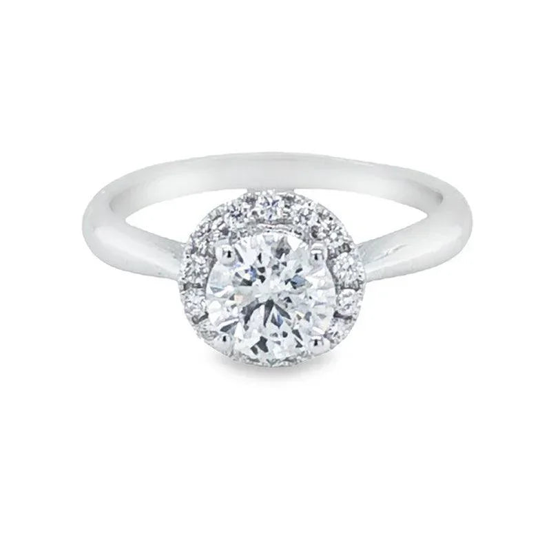 14K White Gold 1.26TDW Canadian Diamond Solitaire Halo Ring