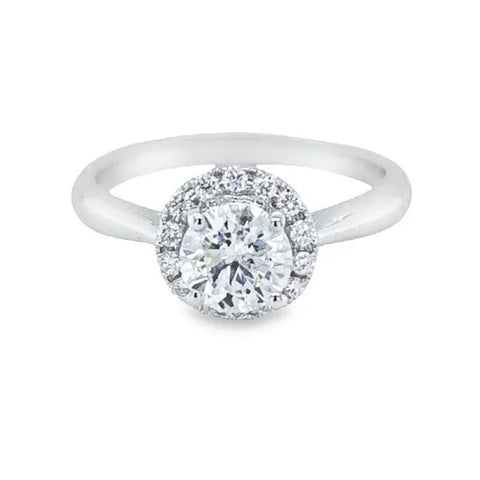 14K White Gold 1.26TDW Canadian Diamond Solitaire Halo Ring