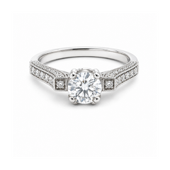 1.16TDW 18K White Gold Diamond Bridal Ring