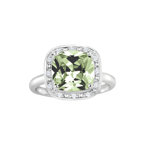 August Birthstone Ring with Diamond Accent set in Sterling Silver