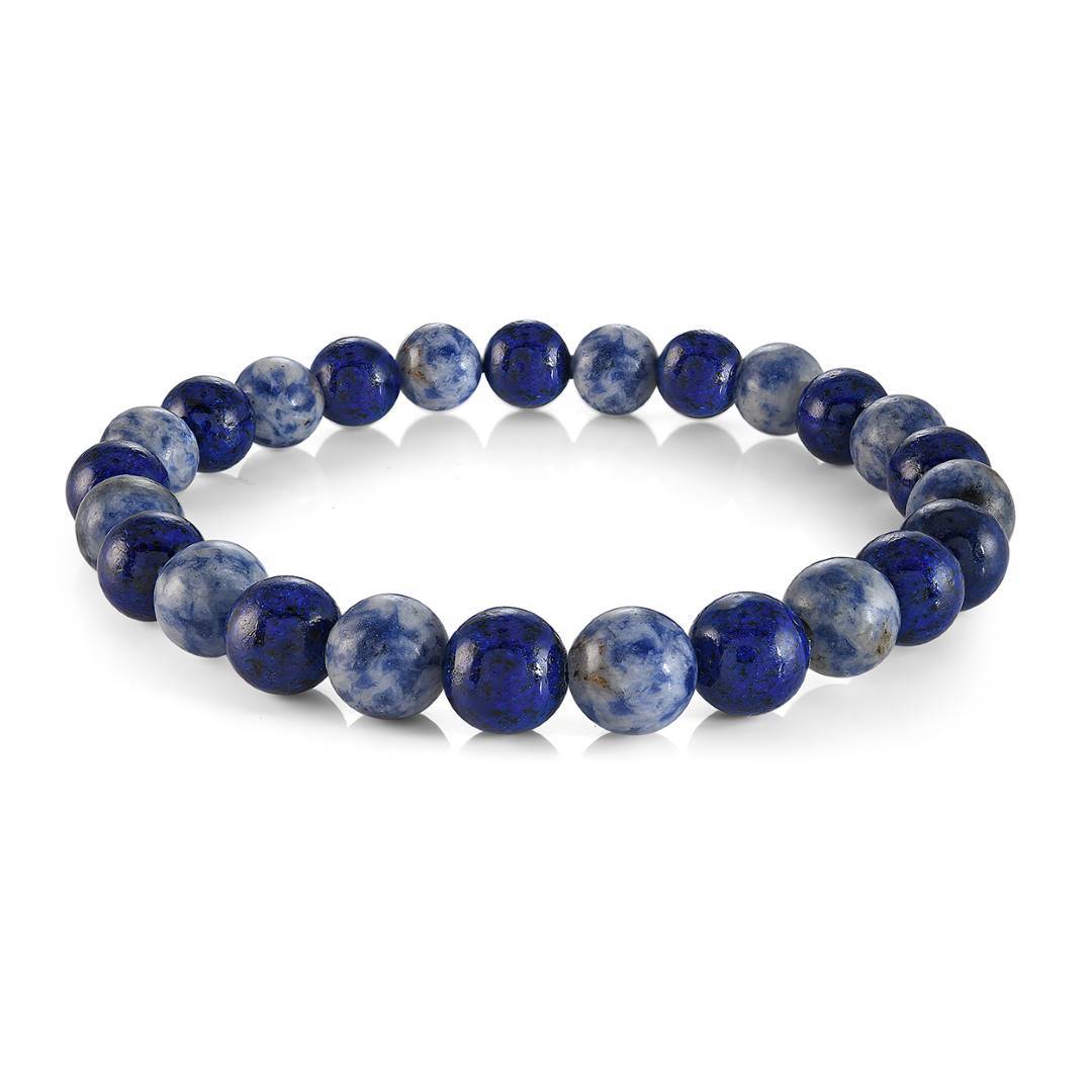 Sodalite &amp; Lapis Lazuli 8mm 25 Beads Stretch Bracelet