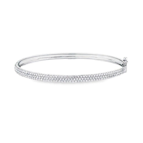 10K White Gold 1.50TDW Carat Diamond Pave Set Bangle