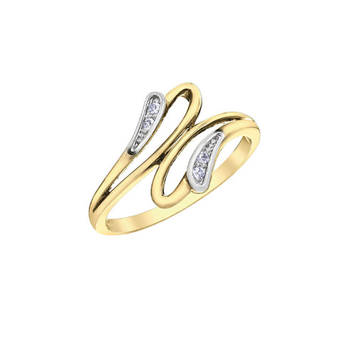 10K Yellow and White Gold 0.04TDW Diamond Fashion Ring