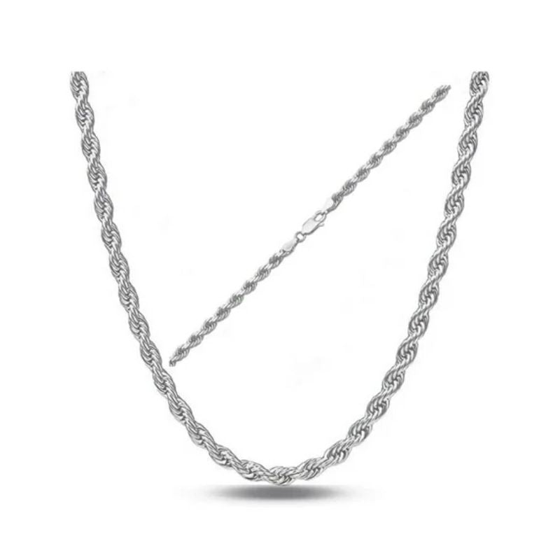 Sterling Silver 24&quot; 3.2mm Soft Rope Men&#39;s Chain