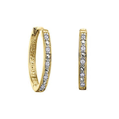 0.50 TDW Diamond 10K Yellow Gold Hoop Earrings