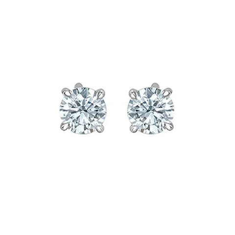 1.00TDW Lab Grown Diamond Solitaire Earrings in14K White Gold