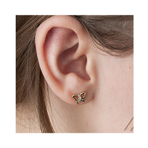 10K Yellow Gold 0.02TDW Diamond Butterfly Earrings