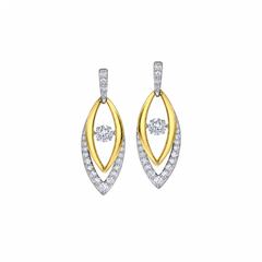 14K Yellow and White Gold 2.33TDW Lab Grown Moving Diamond Earrings