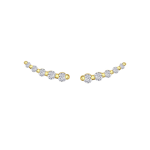 10K Yellow and White Gold 0.25TDW Diamond Ear Climber Earrings
