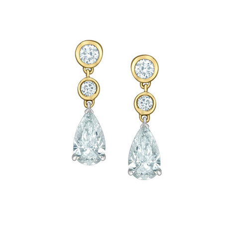 14K Yellow and White Gold 2.63TDW Lab Grown Diamond Drop Earrings