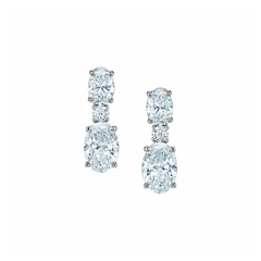 14K White Gold 1.55TDW Lab Grown Diamond Oval Dangle Earrings