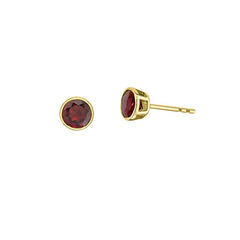 10K Yellow Gold 5mm Garrnet Earrings