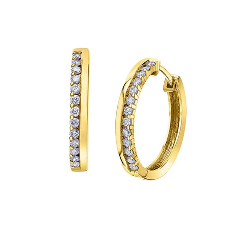 10K Yellow Gold 0.32TDW Diamond Love Earrings
