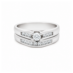 10K White Gold 0.40TDW Canadian Diamond Wedding Set