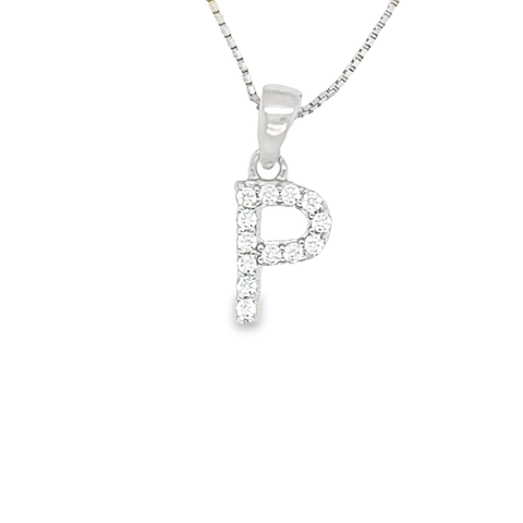 Sterling Silver CZ Initial Letter 