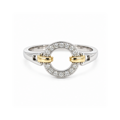 10K Yellow and White Gold 0.07TDW Circle Ring