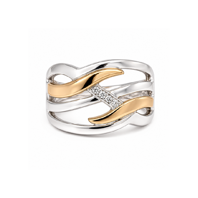 10K Yellow &amp; White Gold 0.02TDW Diamond Ring