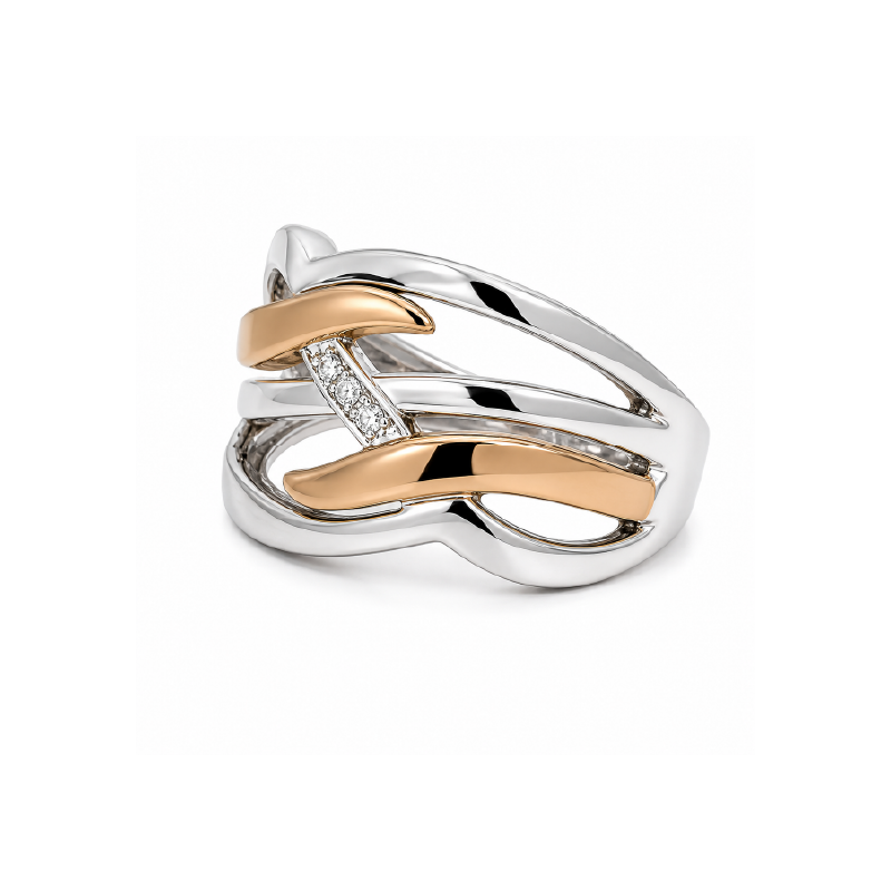 10K Yellow &amp; White Gold 0.02TDW Diamond Ring