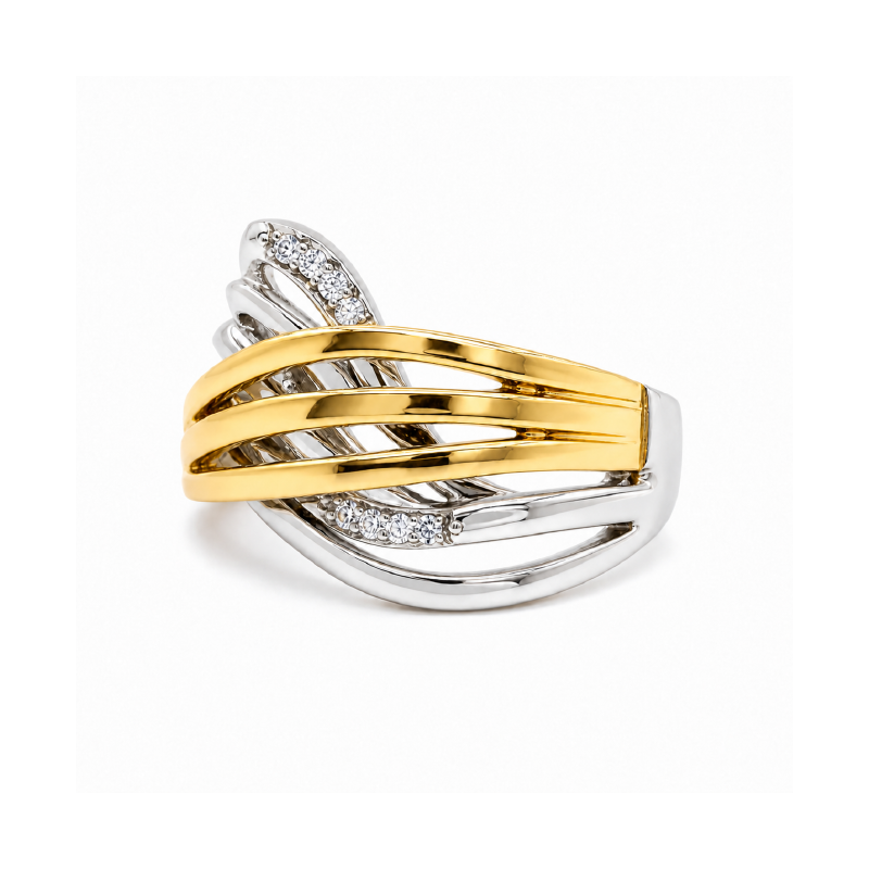 10K Yellow &amp; White Gold 0.04TDW Diamond Ring