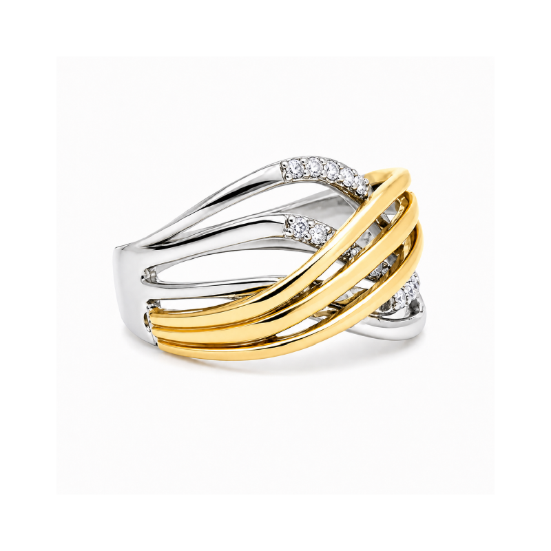 10K Yellow &amp; White Gold 0.04TDW Diamond Ring
