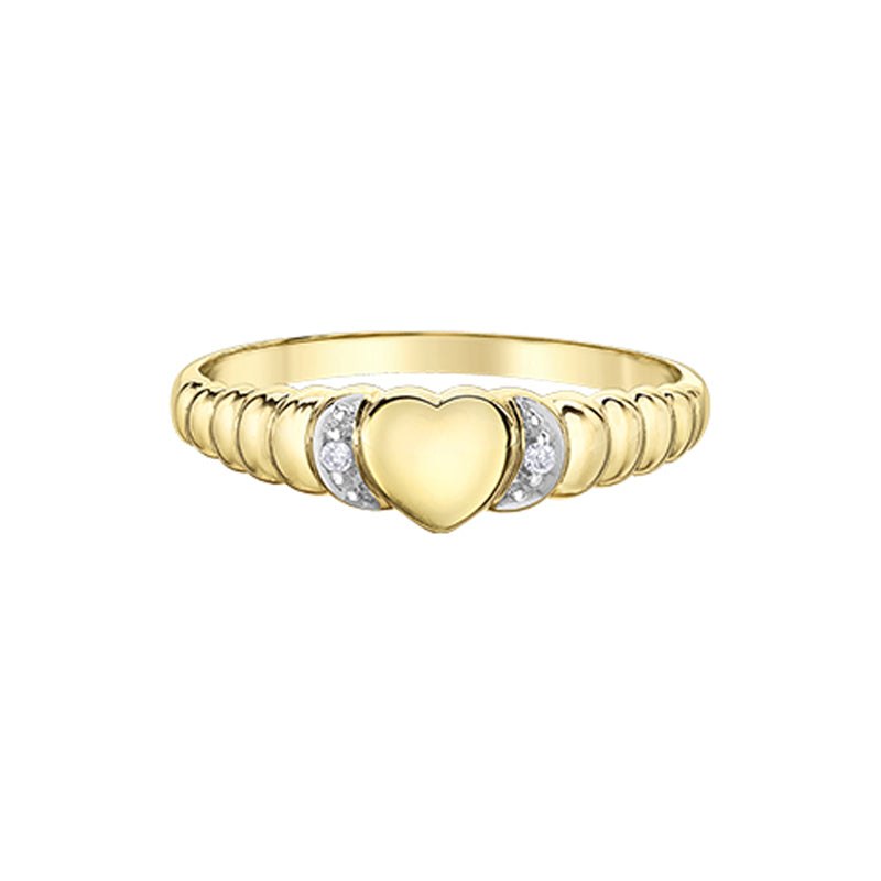 10K Yellow Gold 0.13TDW Diamond Heart Ring