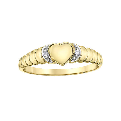 10K Yellow Gold 0.13TDW Diamond Heart Ring