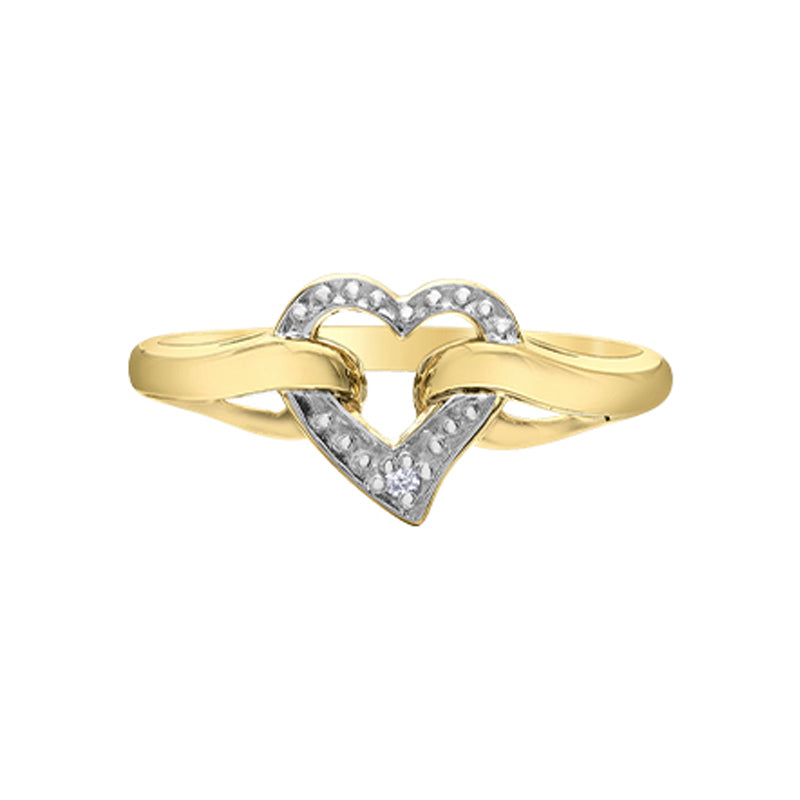 10K Yellow Gold Diamond Heart Ring