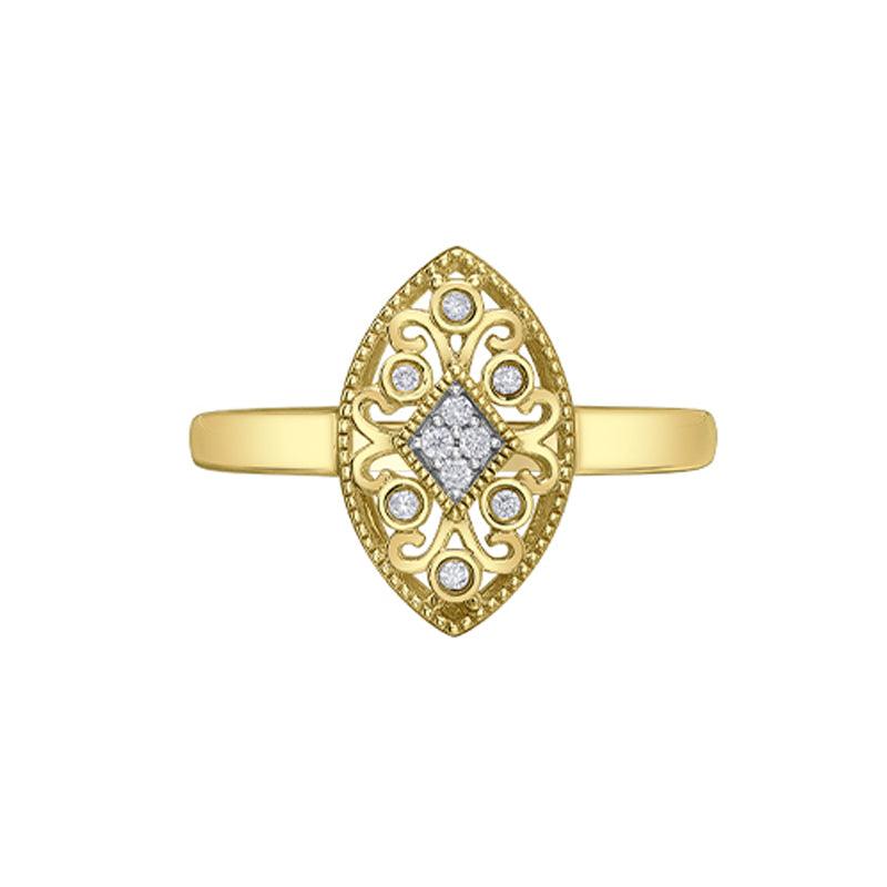 10K Yellow Gold 0.05TDW Diamond Antique Style Ring