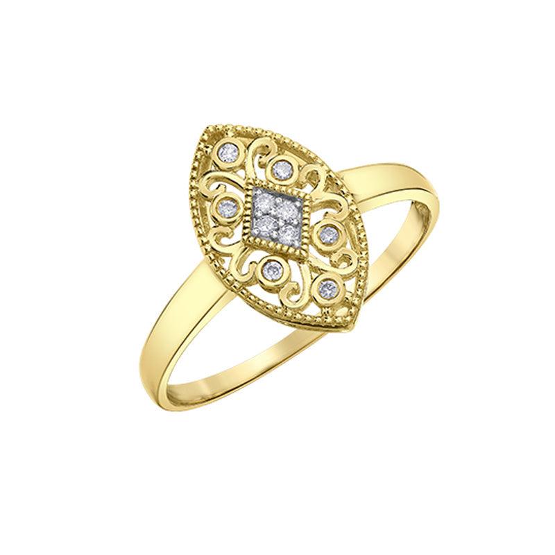 10K Yellow Gold 0.05TDW Diamond Antique Style Ring