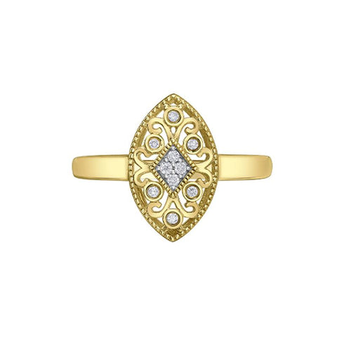 10K Yellow Gold 0.05TDW Diamond Antique Style Ring