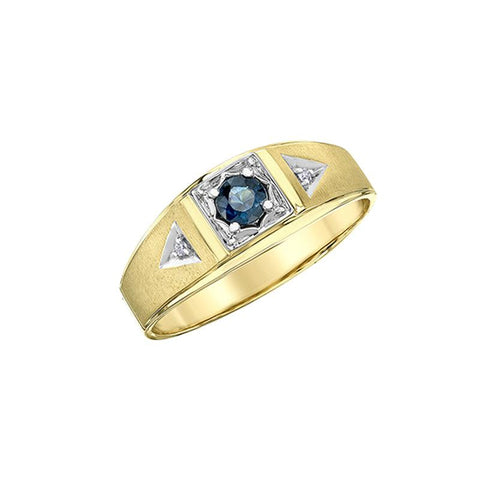 10K Yellow Gold 4mm Sapphire and Diamond Men's Ring