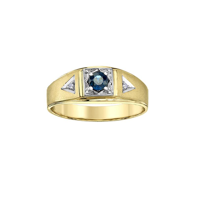 10K Yellow Gold 4mm Sapphire and Diamond Men&#39;s Ring