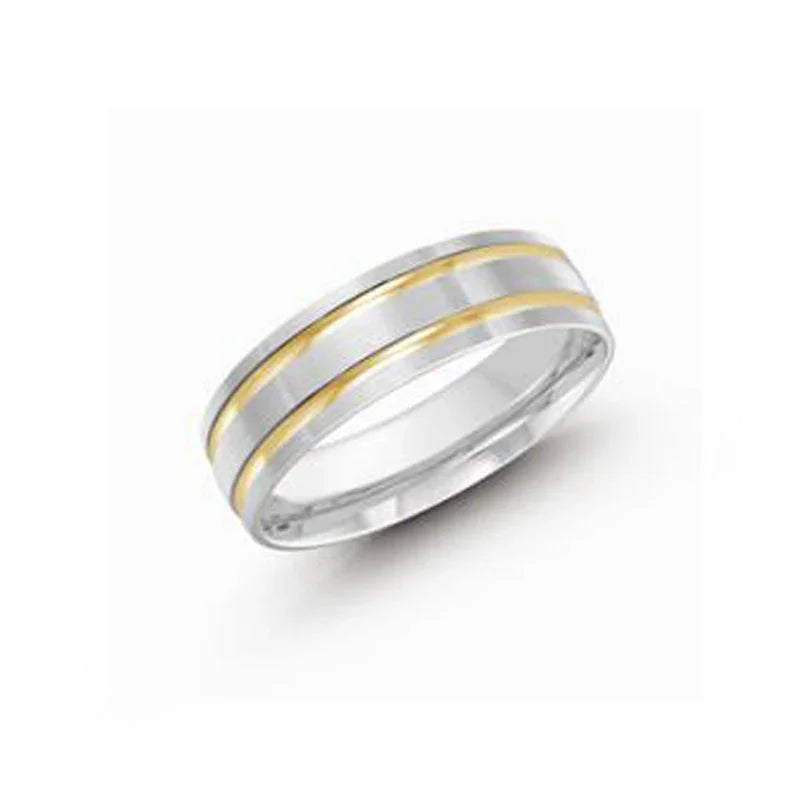 10, 14 Karat White and Yellow Light Gold Fancy Wedding Band