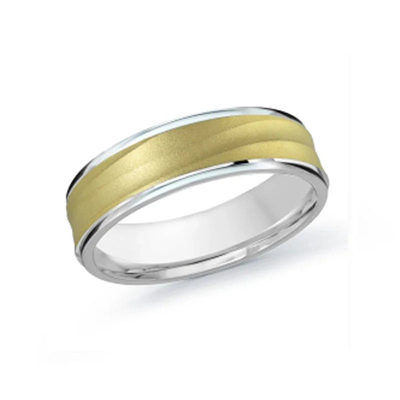 10K, 14k Yellow and White Gold 6mm Fancy Comfort Fit Wedding Band