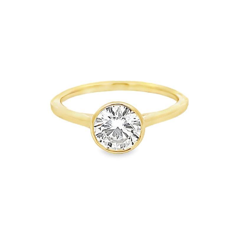 14K Yellow Gold 1.04CT Lab Grown Diamond Solitaire Bezel Ring