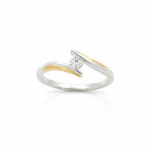 0.15CT Lab Diamond Solitaire Ring In 10K Yellow And White Gold