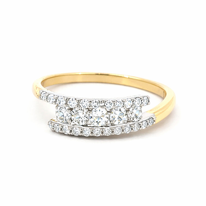 10K Yellow &amp; White Gold 0.50TDW Lab Diamond Multi Ring
