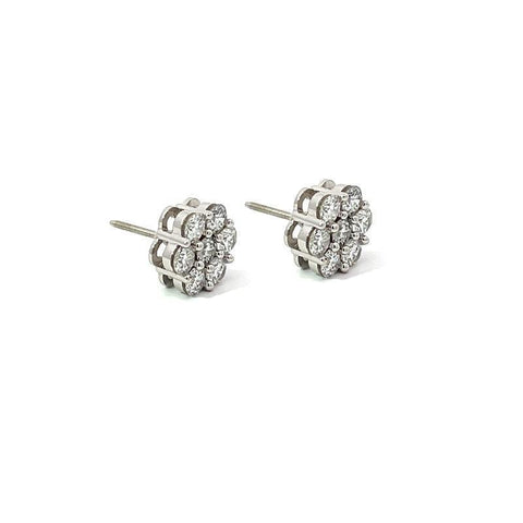 14K White Gold 2.00TDW Lab Grown Diamond Flower Earrings