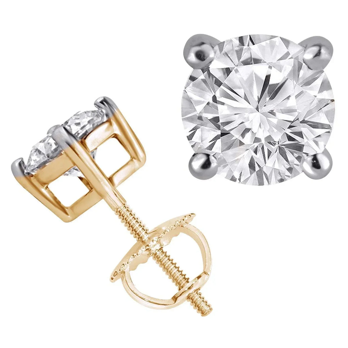 14K Yellow Gold 1.00TDW Lab Diamond Solitare Earrings