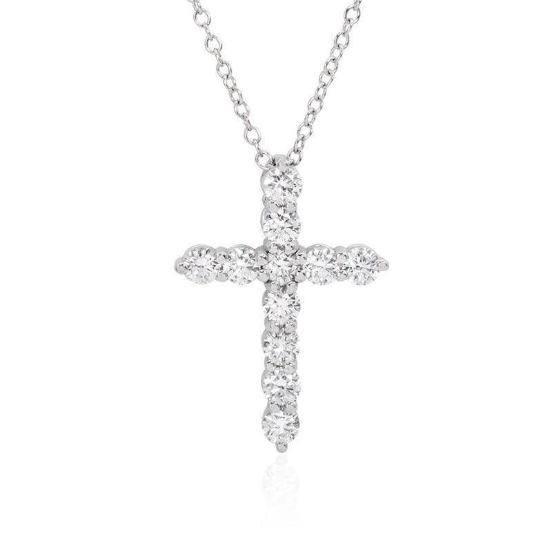 14K White Gold 1.0TDW Lab Grown Diamond Cross Pendant