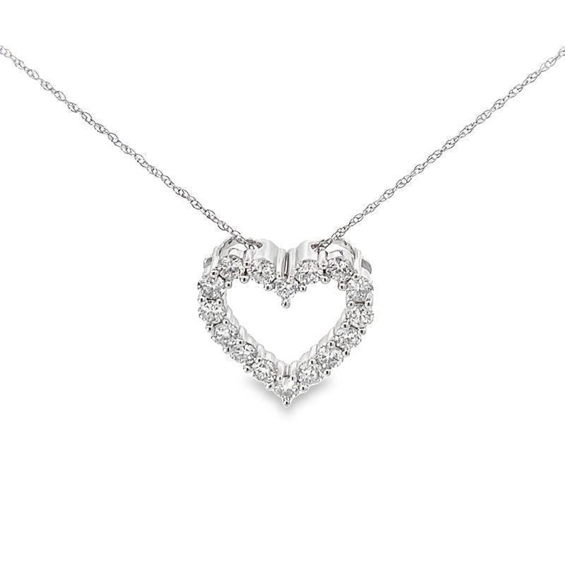 14K White Gold 1.00TDW Lab Grown Diamond Heart Pendant