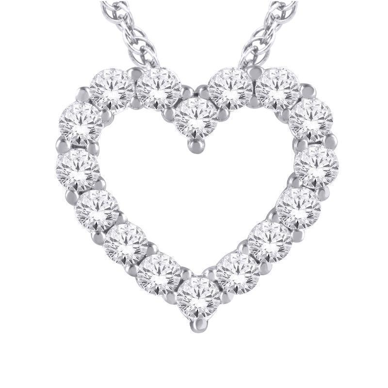14K White Gold 1.00TDW Lab Grown Diamond Heart Pendant