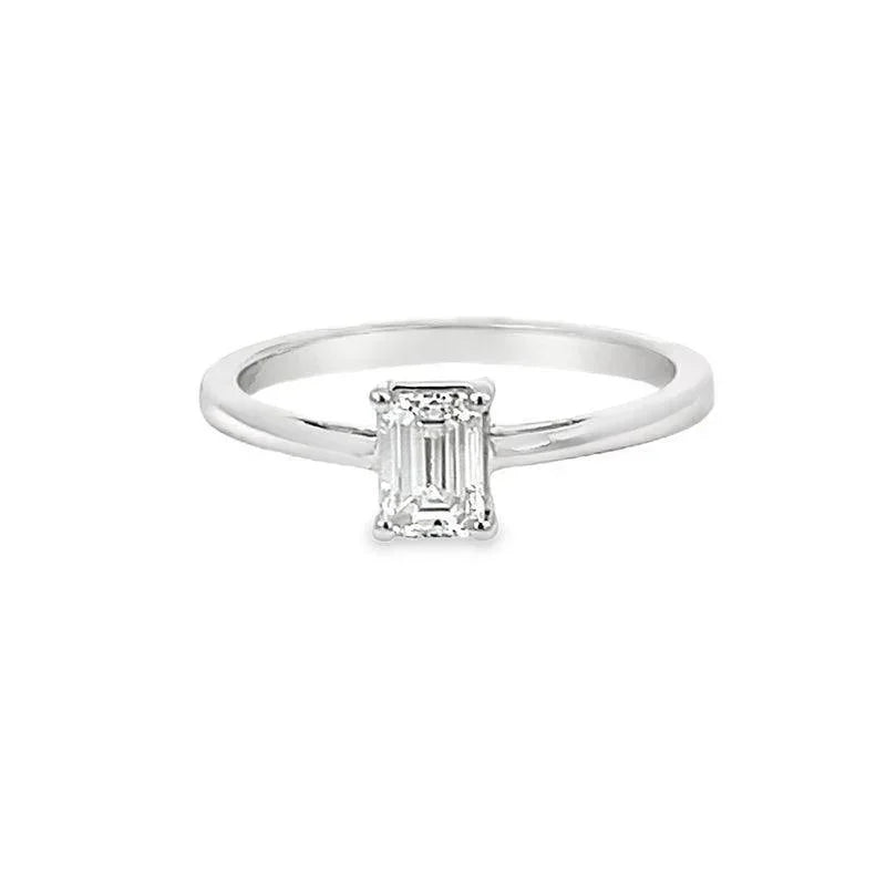 14K White Gold 0.50CT Emerald Cut Lab Grown Diamond Ring