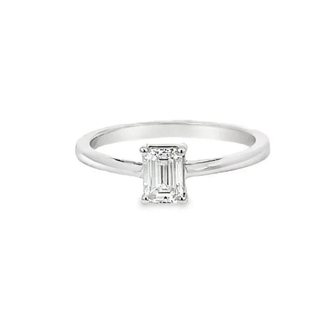 14K White Gold 0.50CT Emerald Cut Lab Grown Diamond Ring