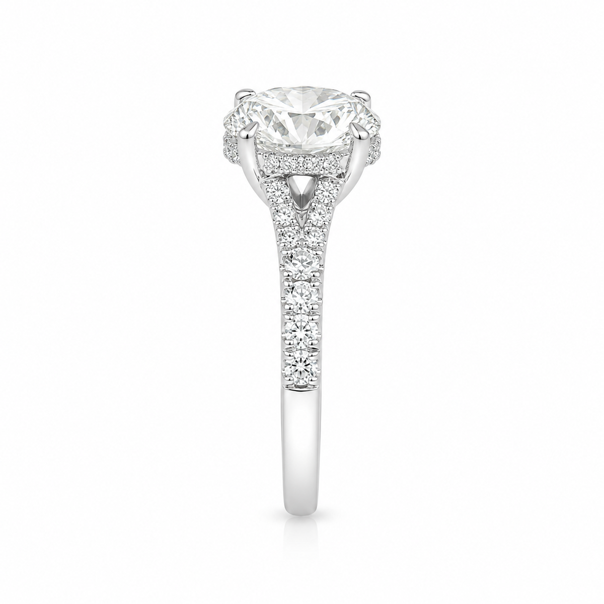 3.60TDW Lab Diamond Oval Engagement Ring in 14K White Gold 