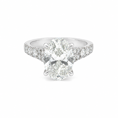 3.60TDW Lab Diamond Oval Engagement Ring in 14K White Gold