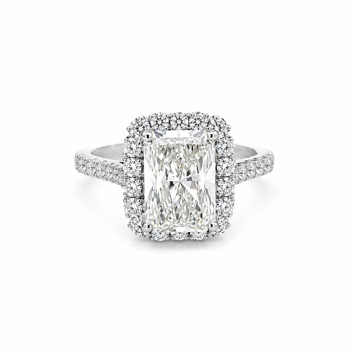 4.10TDW Lab Diamond Radiant 14K White Gold Engagement Ring
